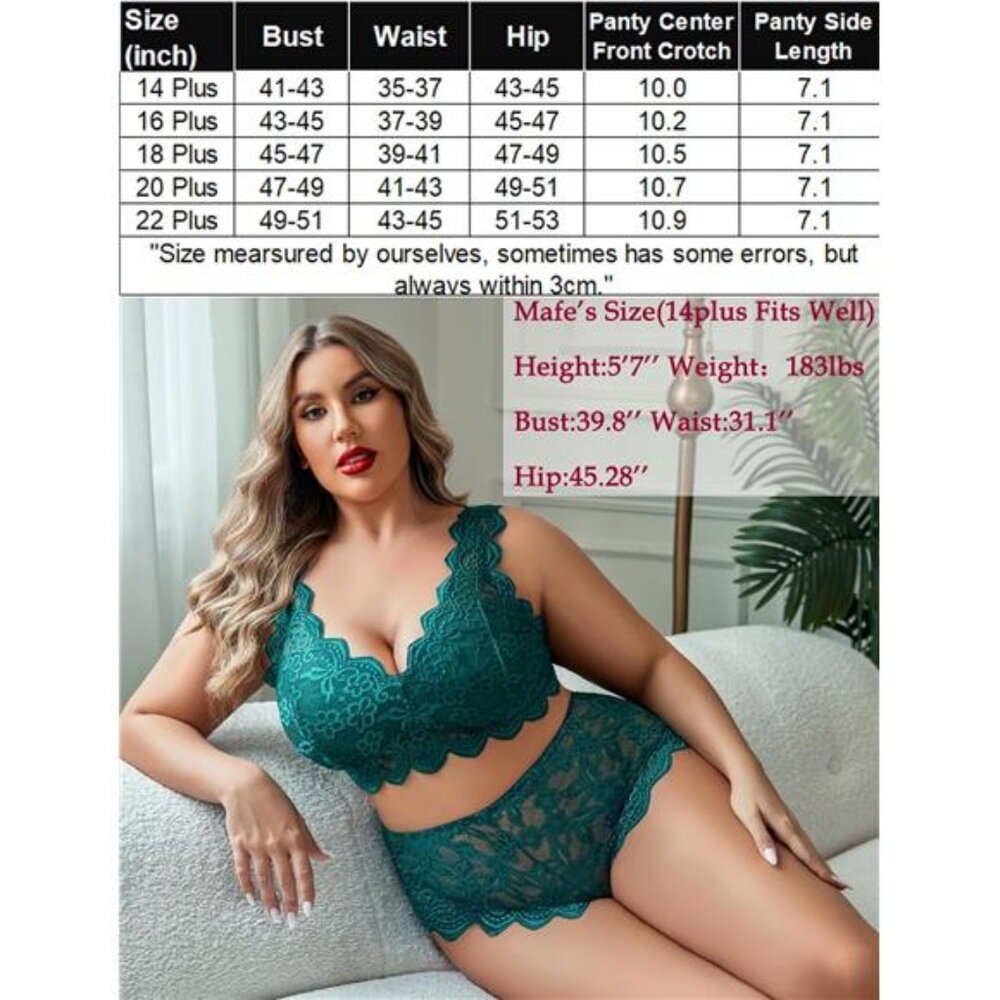 Luxe Plus Size Lingerie Set: Sexy Lace Halter Bralette & High-Waist Panty NWT - Picture 6 of 6